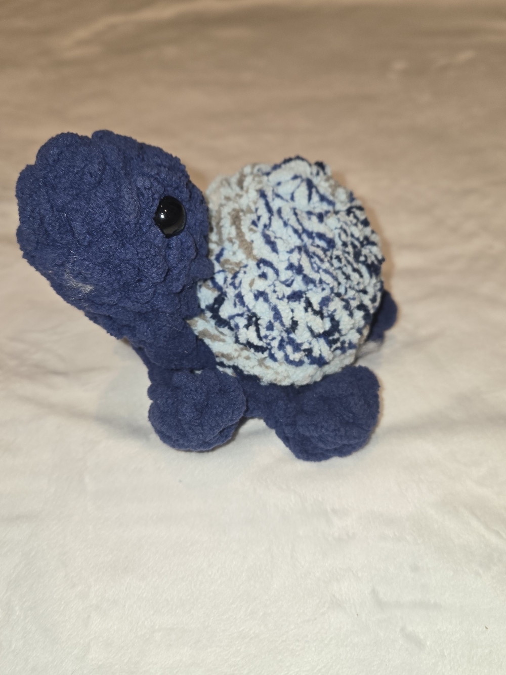 Plush Turtle Toy in Navy and Cream - Soft Cuddly Stuffed Animal